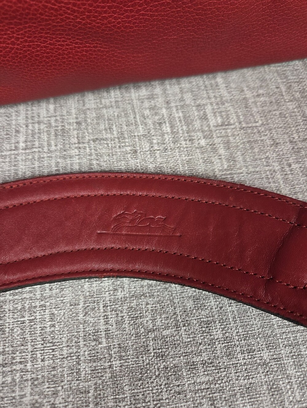 Vintage Longchamp Red Pebbled Leather Weekender Tote Bag Purse RARE Handbag - Picture 3 of 16